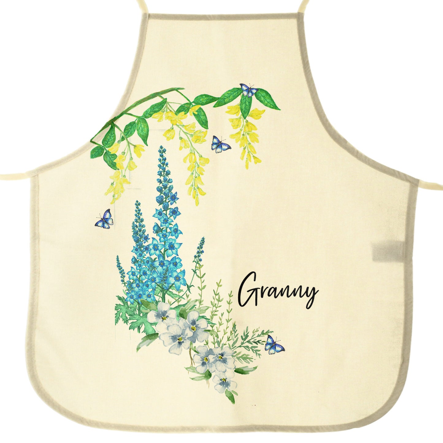 Personalised Apron with Stylish Text and Beautiful Garden Flowers Print