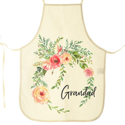Personalised Apron with Stylish Text and Pink Flower Wreath Print