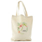 Personalised Canvas Tote Bag with Stylish Text and Pink Flower Wreath Print