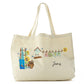 Personalised Canvas Tote Bag with Stylish Text and Gardeners Birdbox Print