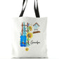 Personalised White Tote Bag with Stylish Text and Gardeners Birdbox Print