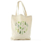 Personalised Canvas Tote Bag with Stylish Text and Green Leaves Floral Print