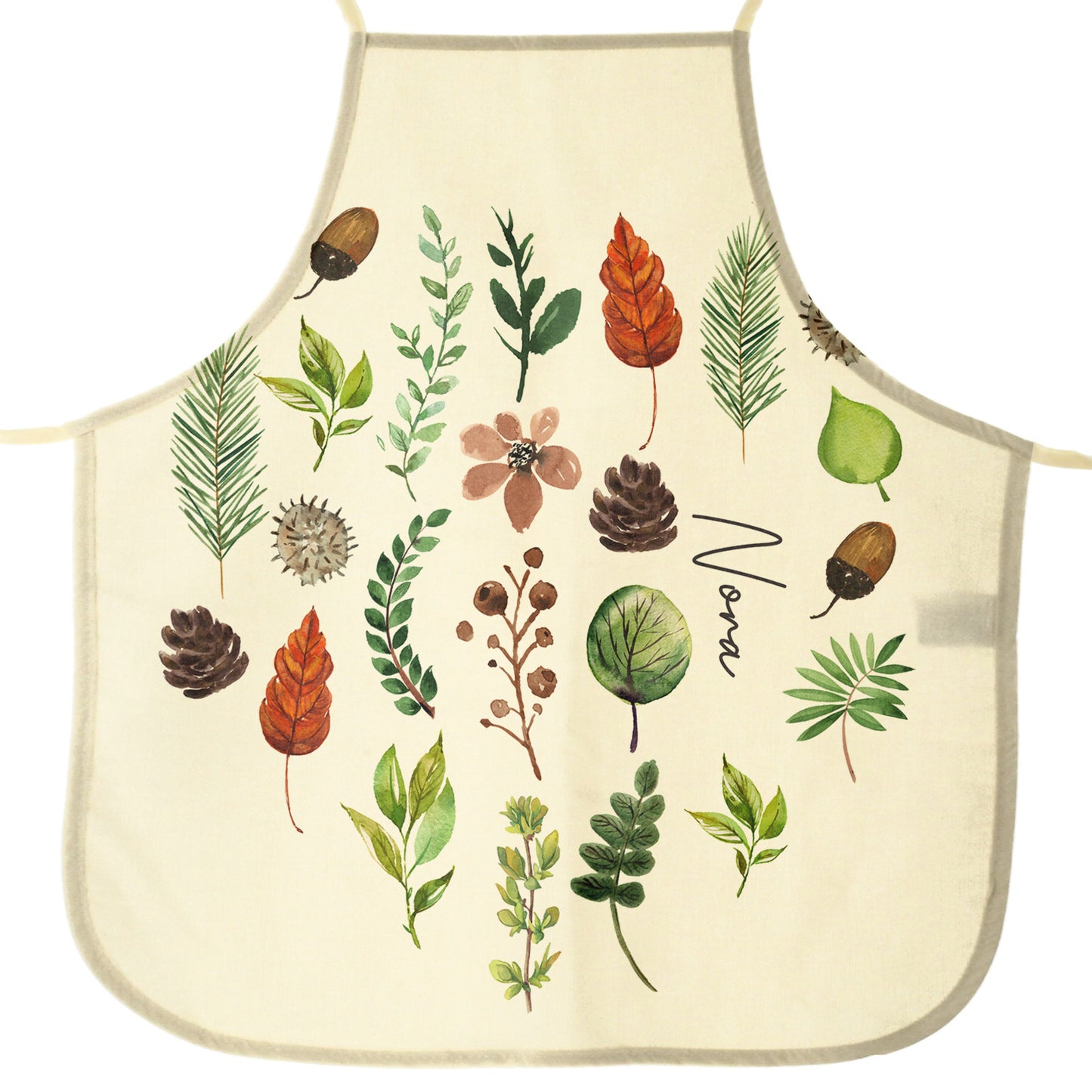 Personalised Apron with Stylish Text and Autumn Leaves Floral Print