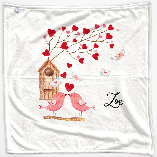 Personalised Baby Blanket with Stylish Text and Love Bird Letters Print