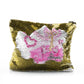 Personalisierte Pailletten-Reißverschlusstasche mit stilvollem Text und rosa Liebeslandschaftsdruck