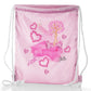 Personalised Glitter Drawstring Backpack with Stylish Text and Pink Love Landscape Print