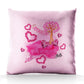 Personalised Glitter Cushion with Stylish Text and Pink Love Landscape Print