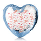 Personalised Sequin Heart Cushion with Stylish Text and Cupid Hearts Print