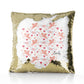 Personalised Sequin Cushion with Stylish Text and Cupid Hearts Print