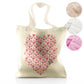 Personalised Glitter Tote Bag with Stylish Text and Valentine Hearts Print