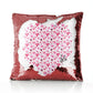 Personalised Sequin Cushion with Stylish Text and Valentine Hearts Print