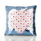 Personalised Sequin Cushion with Stylish Text and Love Heart Birds Print