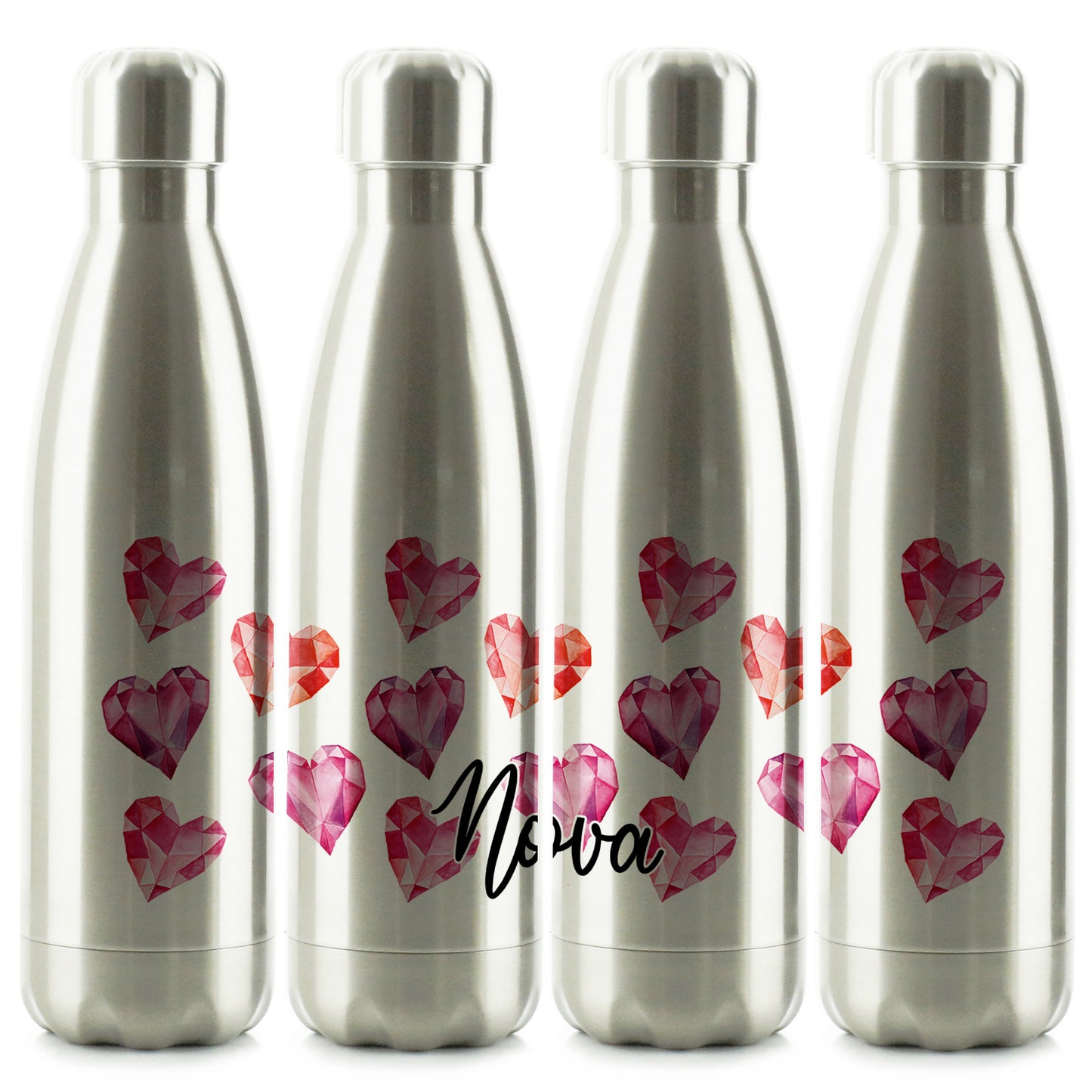 Personalisierte Cola-Flasche mit stilvollem Text und Kristallherzen-Aufdruck