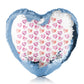 Personalised Sequin Heart Cushion with Stylish Text and Crystal Hearts Print