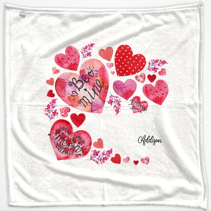 Personalised Baby Blanket with Stylish Text and Material Hearts Love Message Print