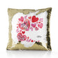 Personalised Sequin Cushion with Stylish Text and Material Hearts Love Message Print