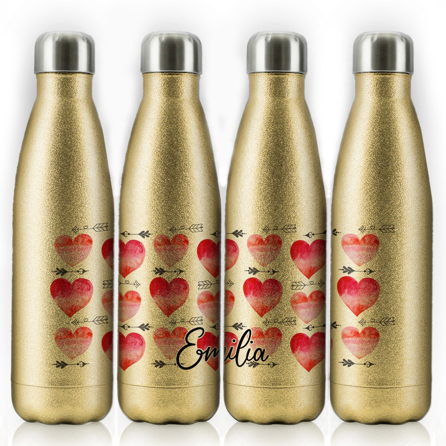 Personalisierte Cola-Flasche mit stilvollem Text und Pfeil-Liebesherzen-Aufdruck