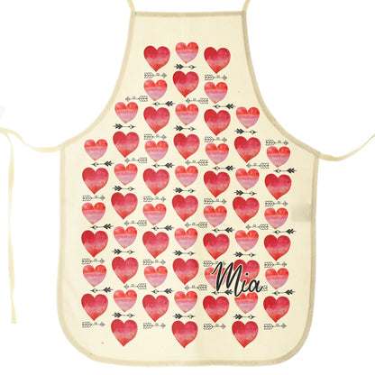 Personalised Canvas Apron with Stylish Text and Arrow Love Hearts Print