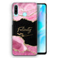 Personalised Huawei Phone Hard Case with Stylish Custom Name on Rose Pink Marble