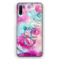 Personalised Oppo Phone Hard Case with Textured Monogram and Name on Pink Swirl Marble