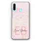Personalised HTC Phone Hard Case with Soft Monogram and Name on Baby Pink Marble