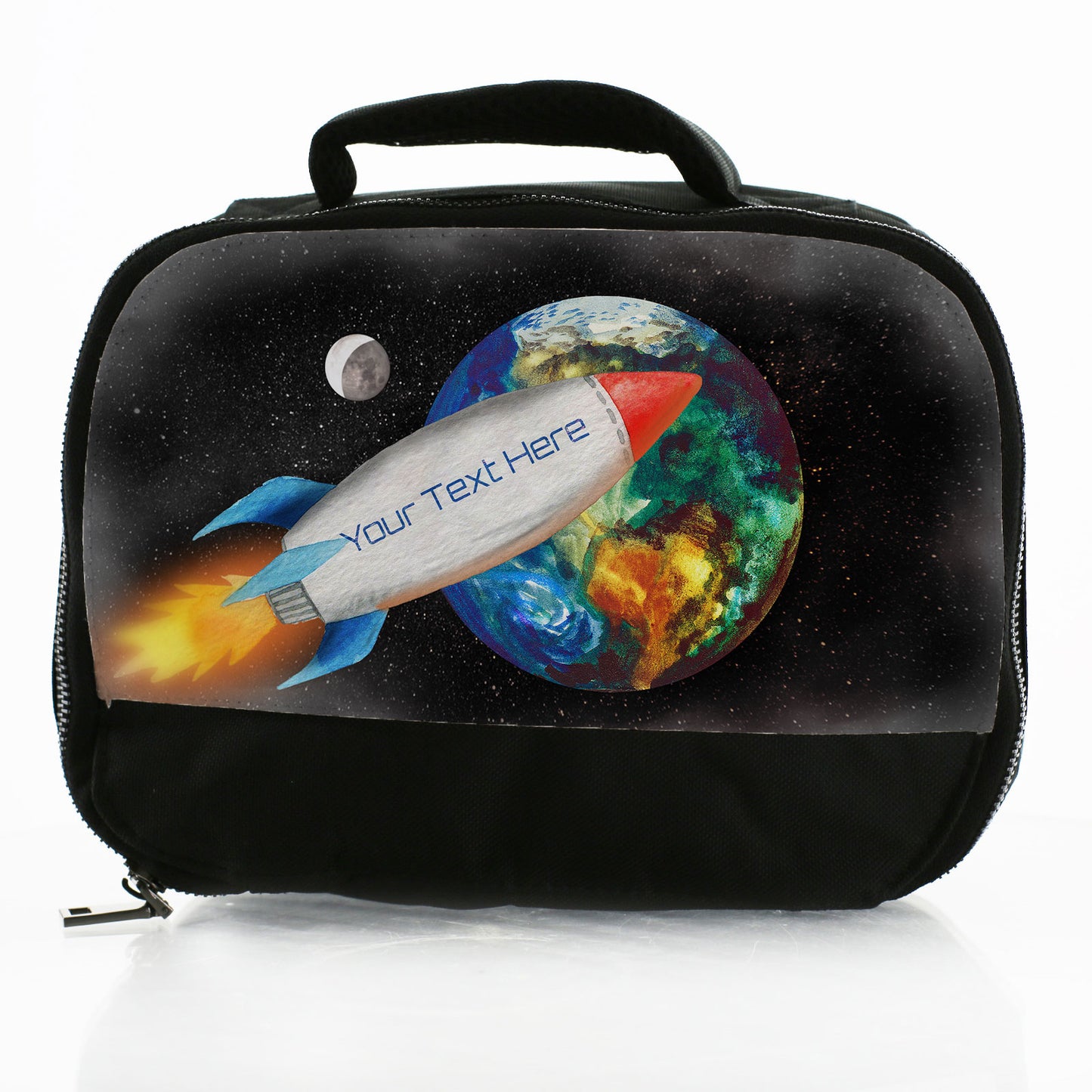 Personalised Lunch Bag with Rocket To Earth & Name