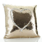 Personalised Sequin Cushion with Cute Text and Hair Floating Star Dark Brown Fairy