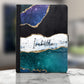 Personalised Samsung Universal Leather Tablet Case With Blue Strip Marble