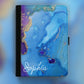 Personalised Google Universal Leather Tablet Case With Blue and Purple Swirl Marble