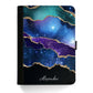 Personalised Toshiba Universal Leather Tablet Case With Blue and Purple Stripe Marble