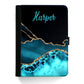 Personalised Asus Universal Leather Tablet Case With Aqua Blue Marble