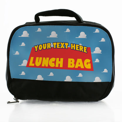 Personalisierte Lunchtasche mit blauer Wolkenbox mit individuellem Namen