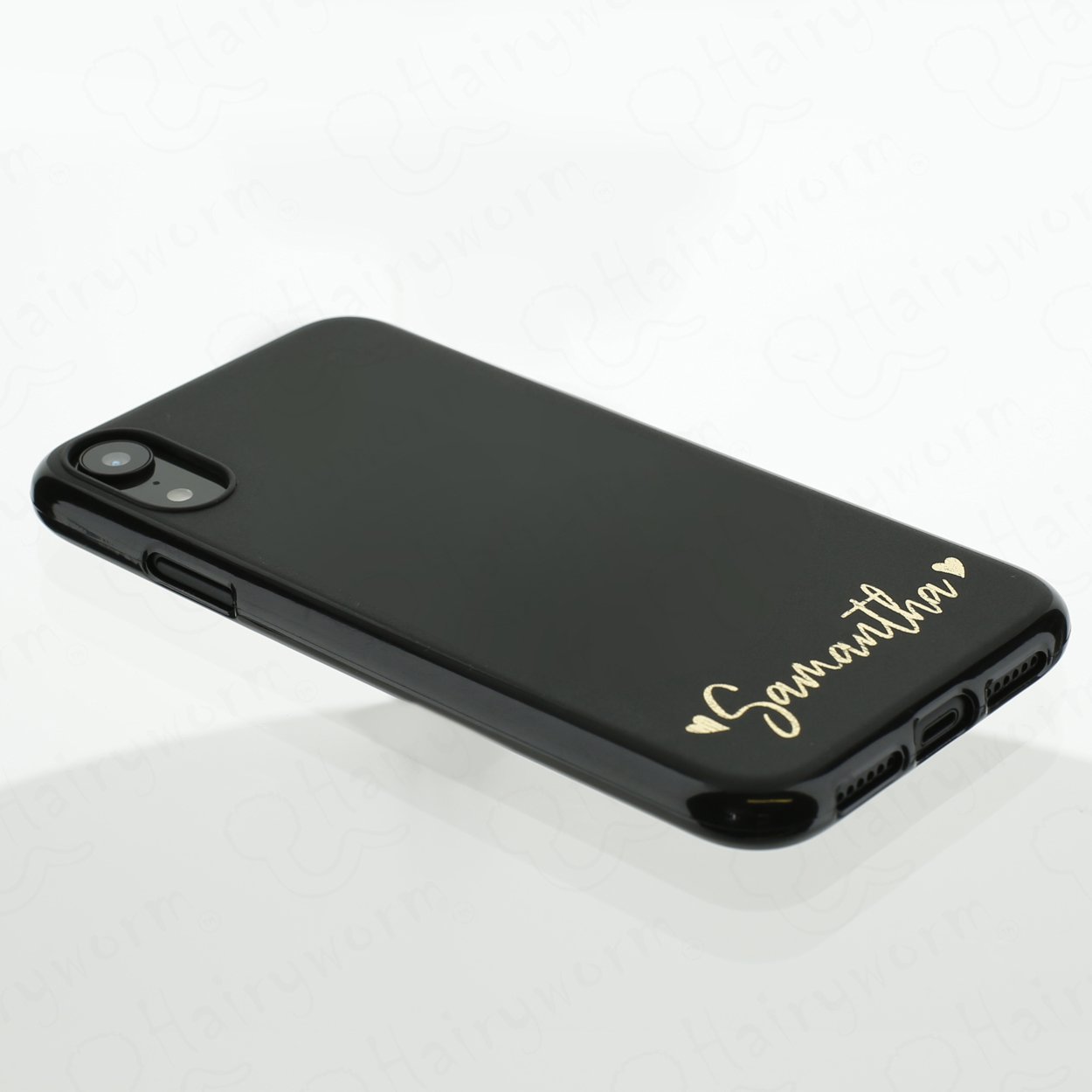 Personalised Huawei Phone Gel Case with Classic Text Between White Hearts