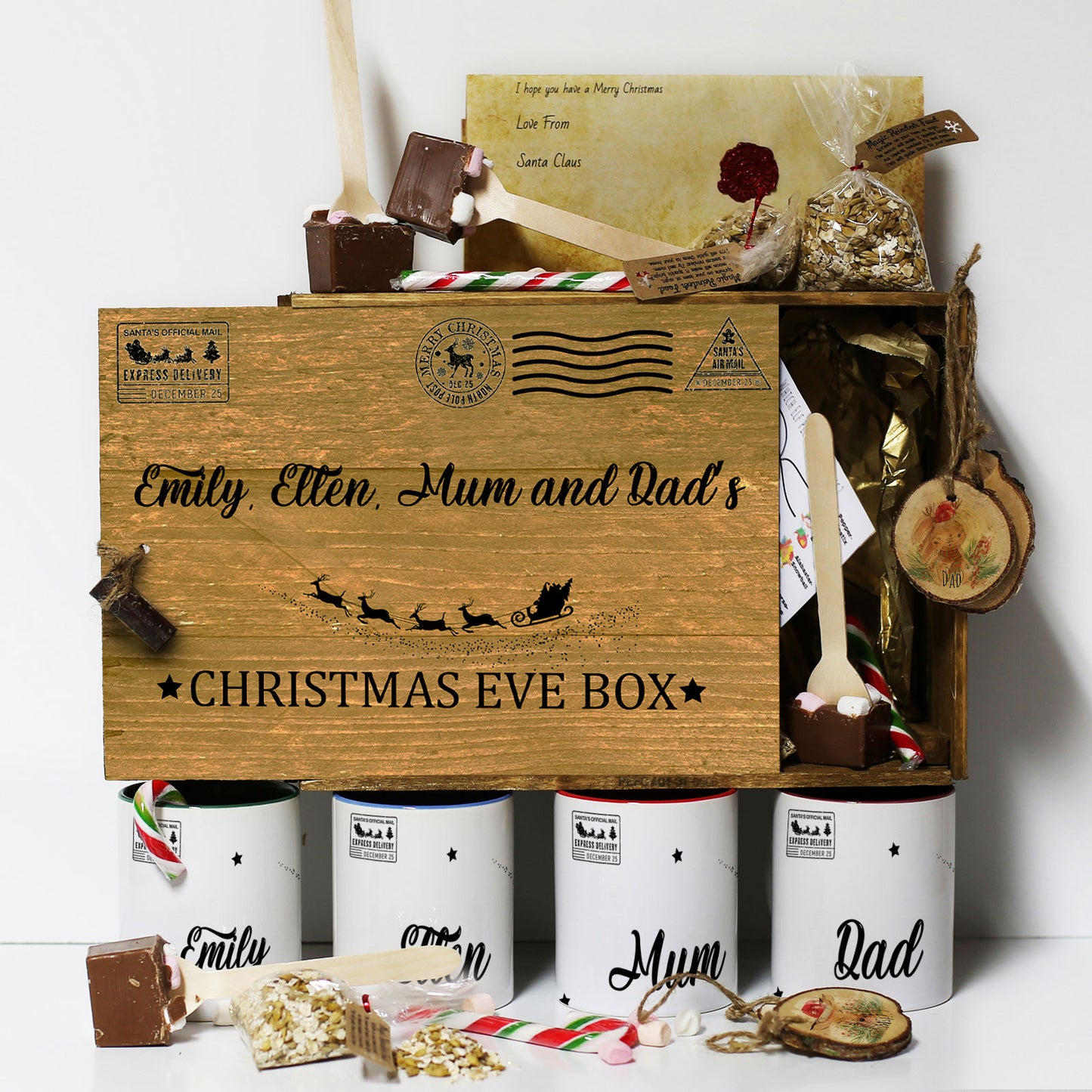 Personalised Christmas Eve Gift Box with Santa’s Sleigh Christmas Eve Box Design