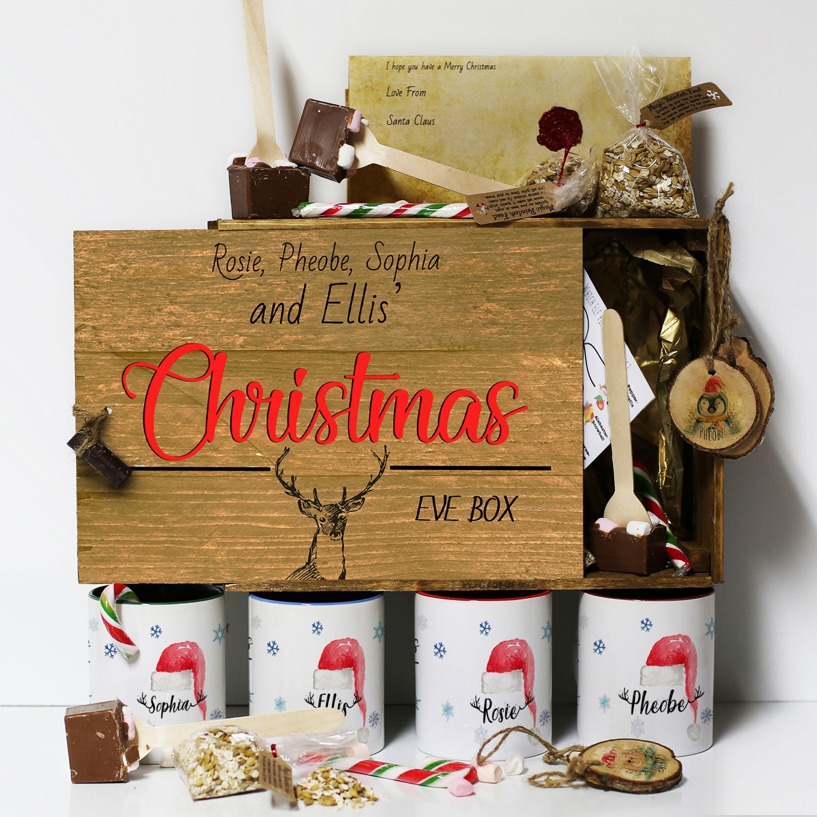 Personalised Christmas Eve Gift Box with Red Stag Christmas Eve Box Design