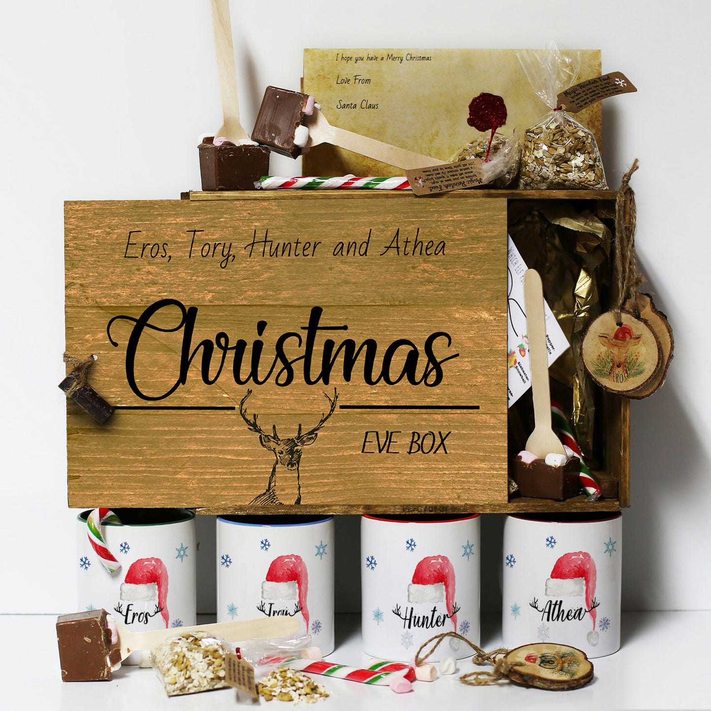 Personalised Christmas Eve Gift Box with Black Stag Christmas Eve Box Design