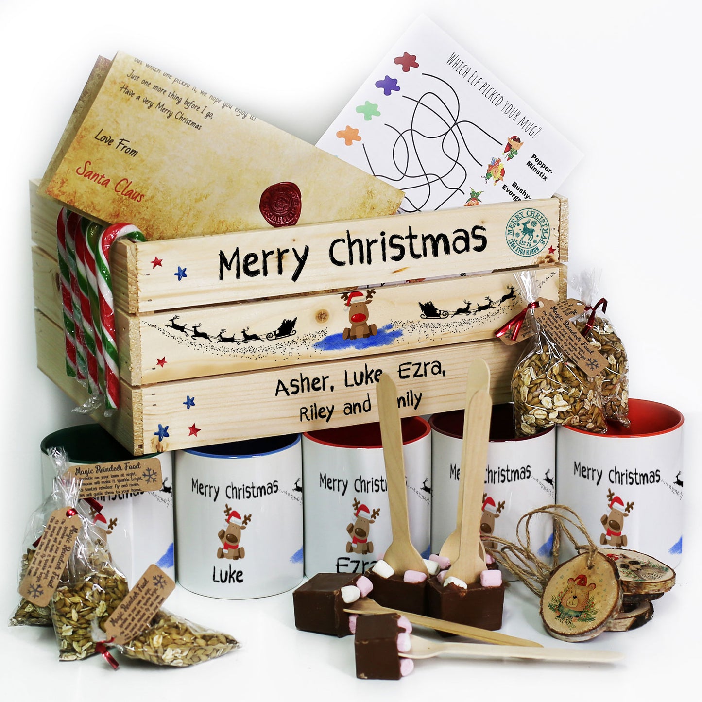 Personalised Christmas Eve Crate – Rudolph the Red Nose Reindeer Hamper Box