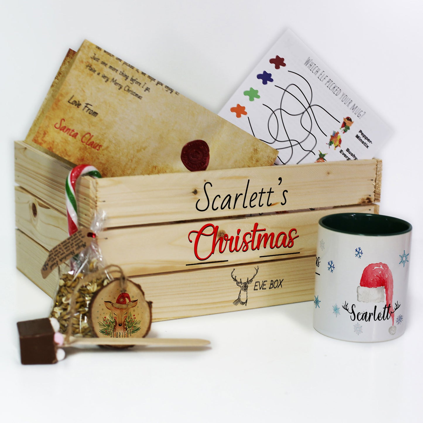 Personalised Christmas Eve Crate – Red Christmas & Reindeer