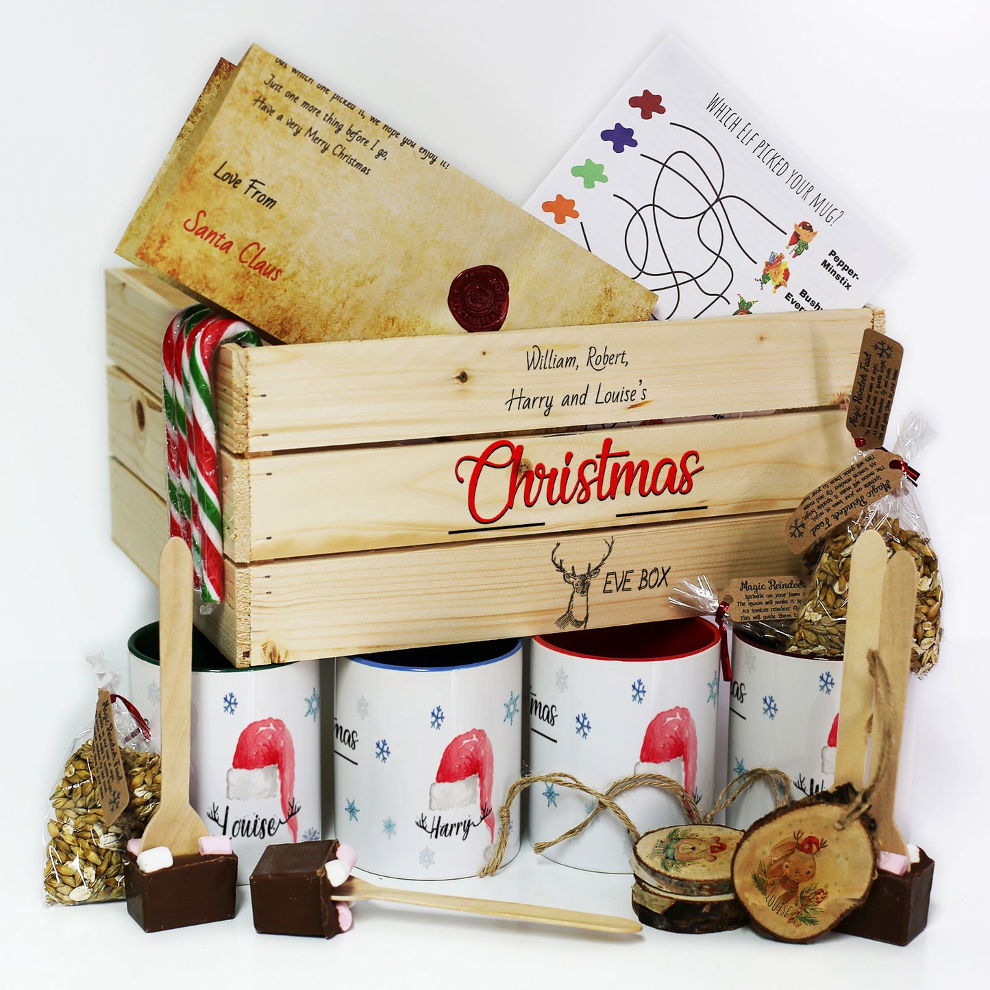 Personalised Christmas Eve Crate – Red Christmas & Reindeer