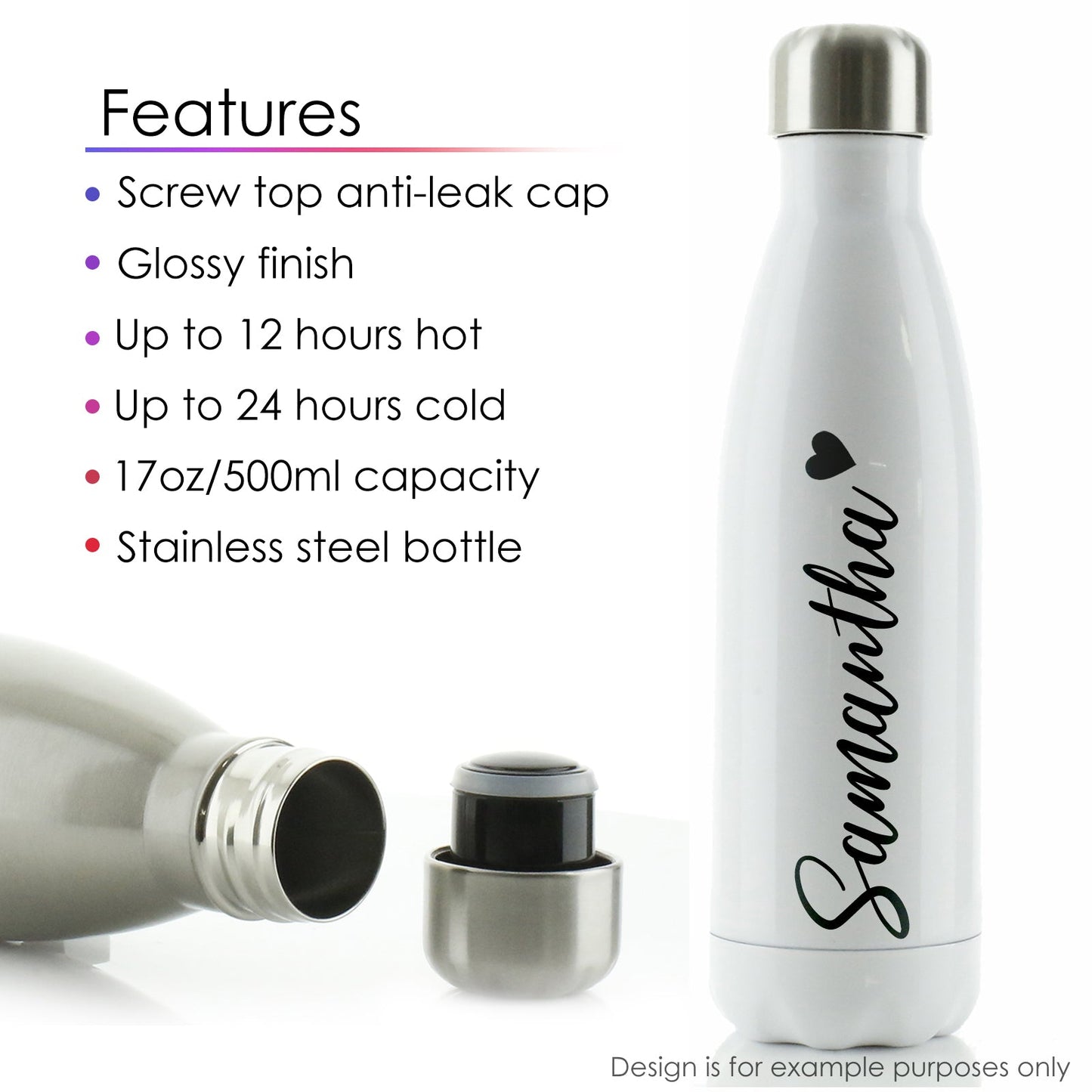 Personalisierte Cola-Flasche mit stilvollem Text und Kristallherzen-Aufdruck