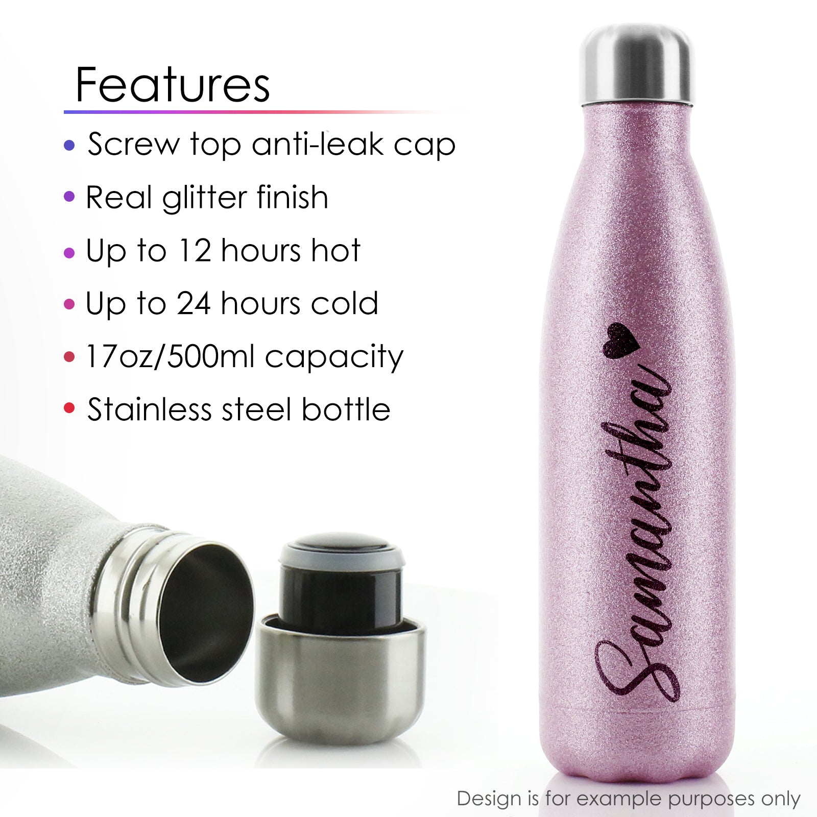 Slant Collection 17oz Stainless Steel Water Bottle Hot Pink