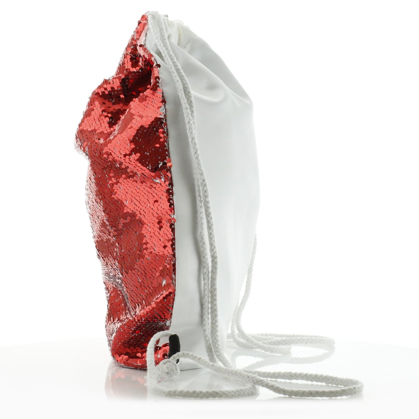 Personalised Sequin Drawstring Backpack with Red Fox Blue Berries and Cute Text