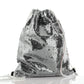 Personalisierter Pailletten-Rucksack mit Kordelzug, grauem Kaninchen-Blumenkranz und niedlichem Text